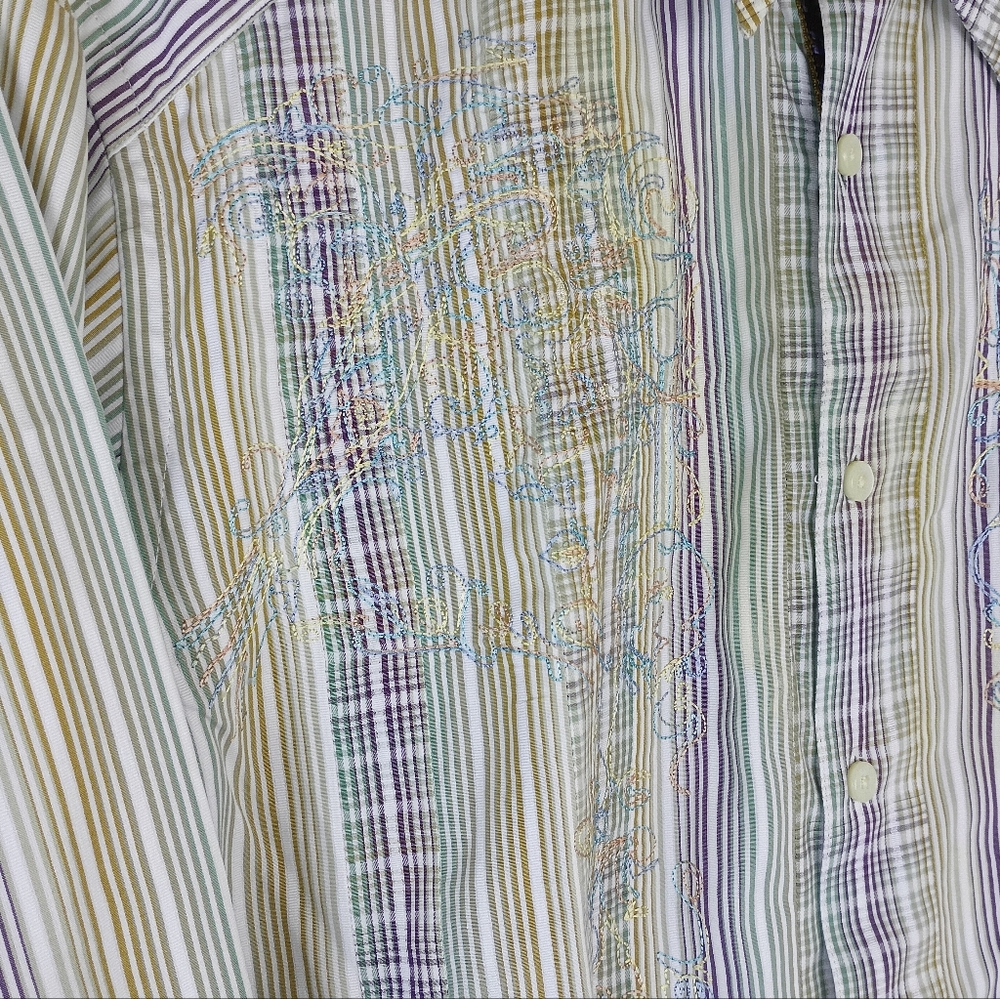 Robert Graham Button Down Medium Stripped With Ac… - image 4